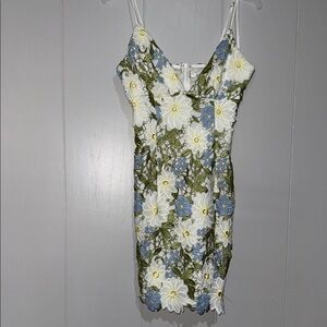 Elegant Floral Embroidered Mini Dress
